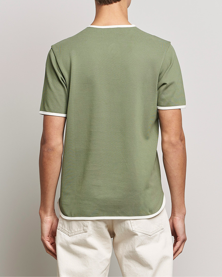 Men | T-Shirts | Sunspel | Paul Weller Heavy Cotton Pique Henley T-Shirt Dark Sage
