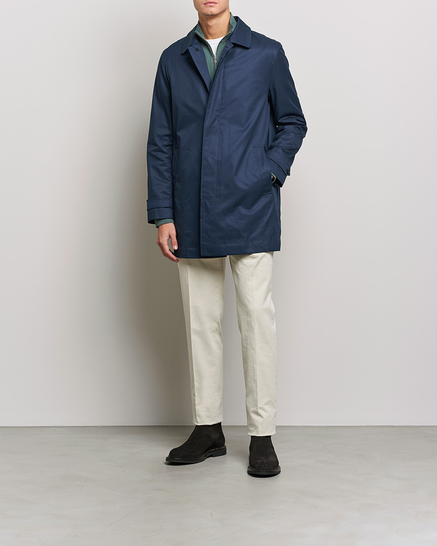 Men | Coats & Jackets | Sunspel | Paul Weller Technical Cotton Mac Night Sky