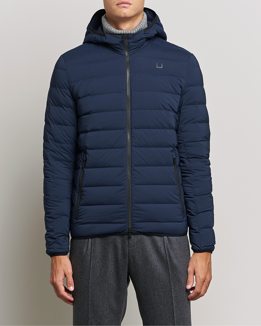 Men | Minimalistic jackets | UBR | Sonic Delta Hooded Jacket Navy