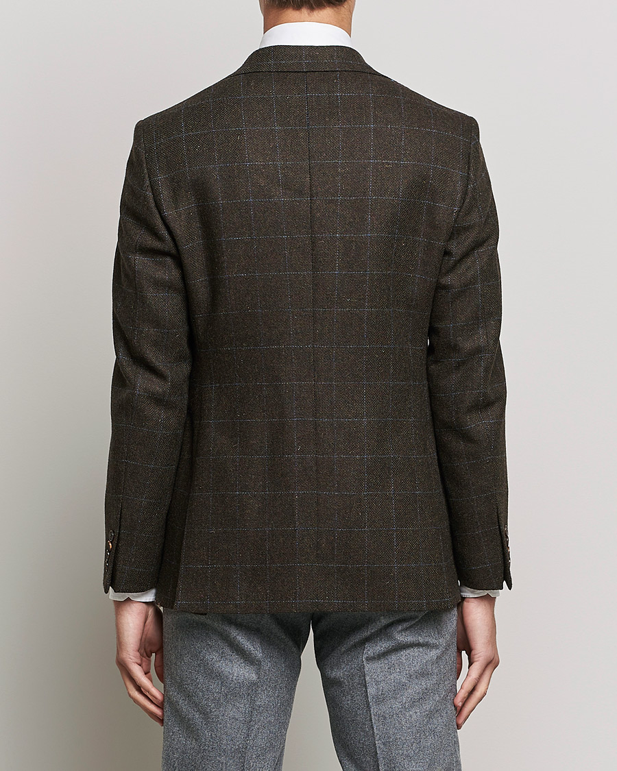 Men | Blazers | Walker Slater | Edward Lambswool Windowpane Blazer Dark Brown