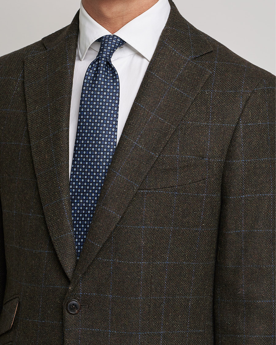 Men | Blazers | Walker Slater | Edward Lambswool Windowpane Blazer Dark Brown