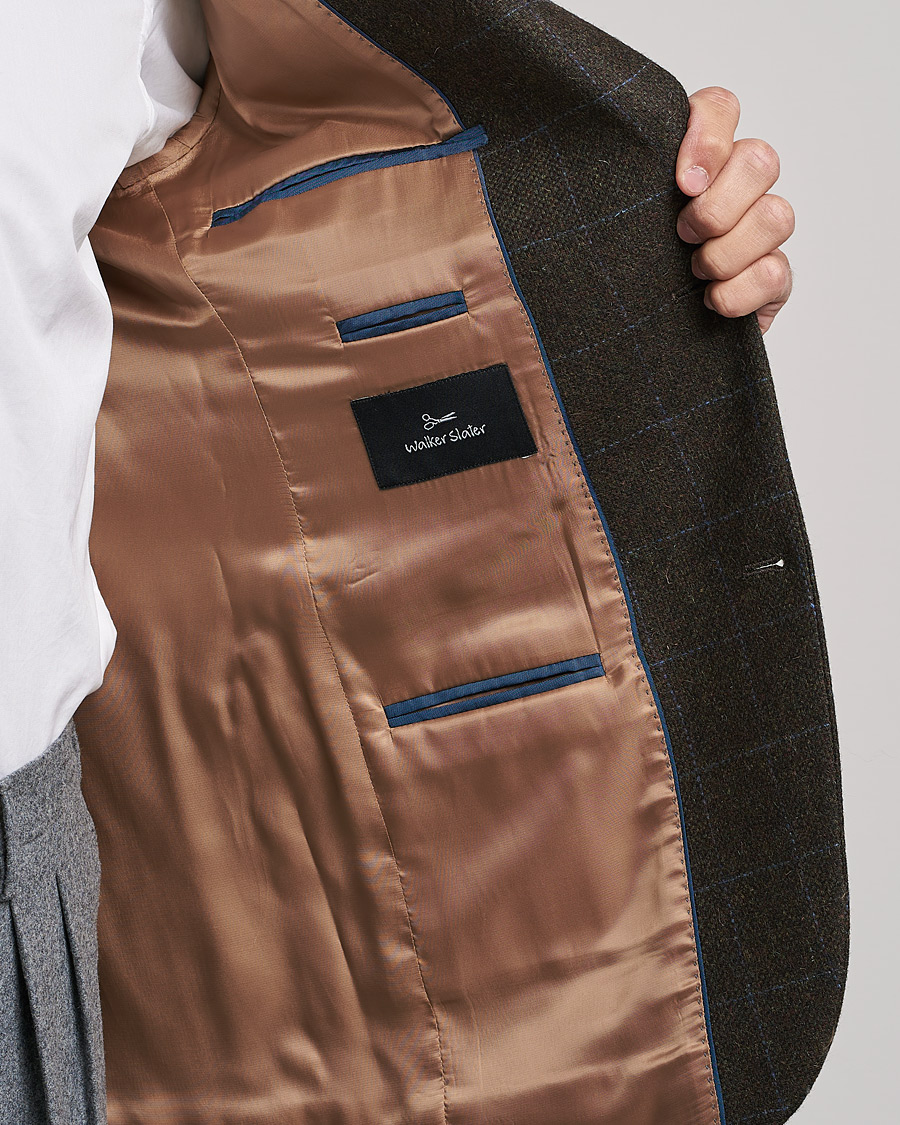 Men | Blazers | Walker Slater | Edward Lambswool Windowpane Blazer Dark Brown