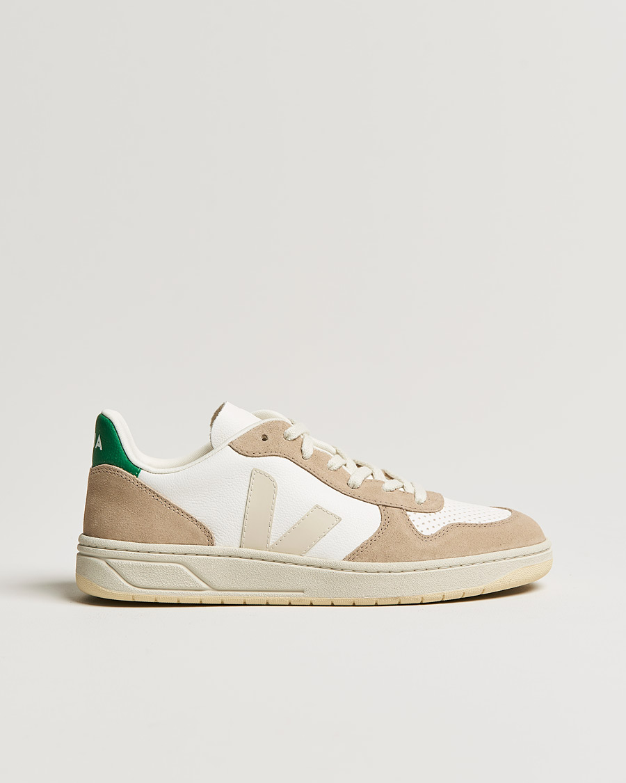 Men | Veja V-10 Leather Sneaker Extra White Sahara Emeraude | Veja | V-10 Leather Sneaker Extra White Sahara Emeraude