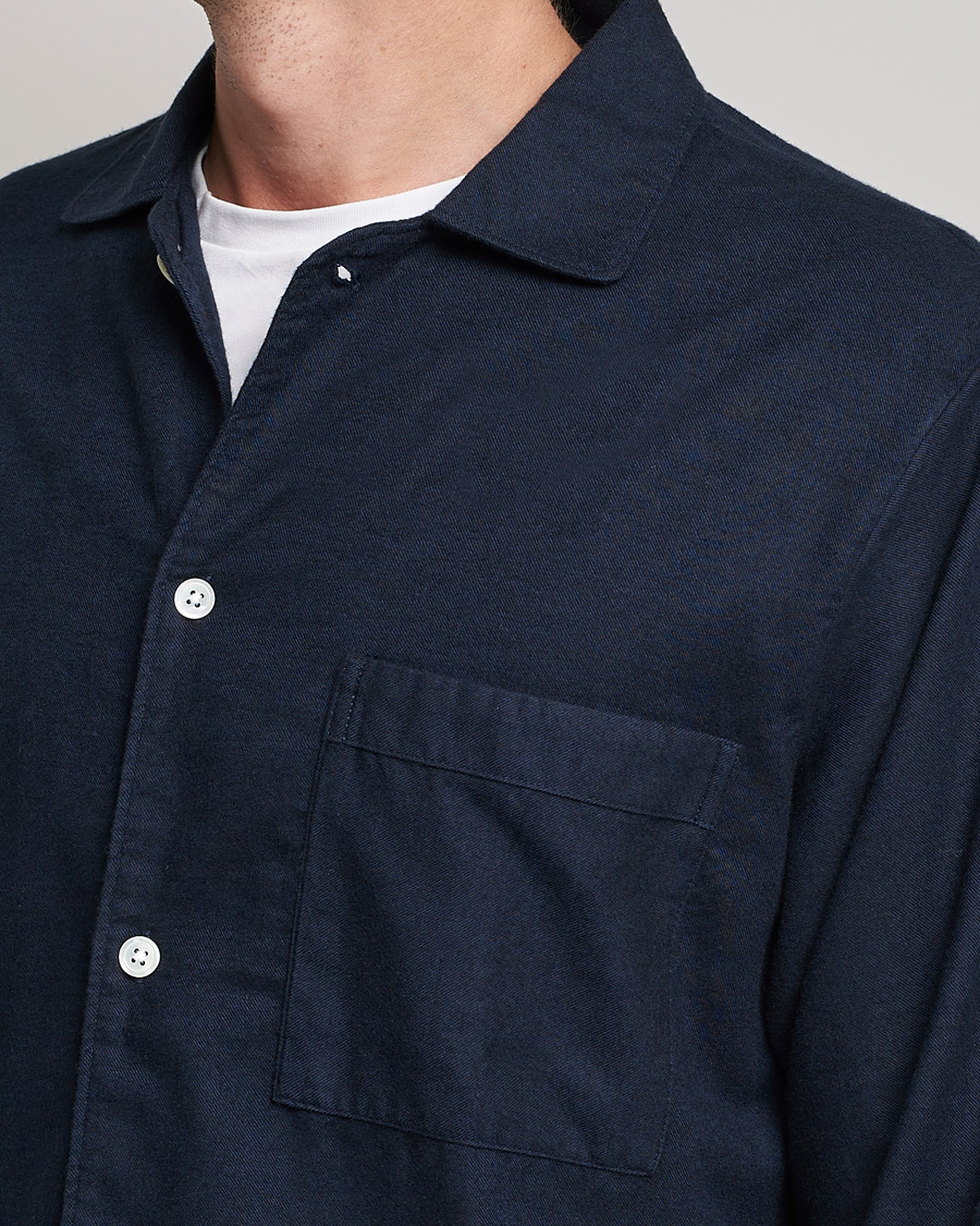 Men | Pyjamas & Robes | Tekla | Flannel Pyjama Shirt Midnight Blue