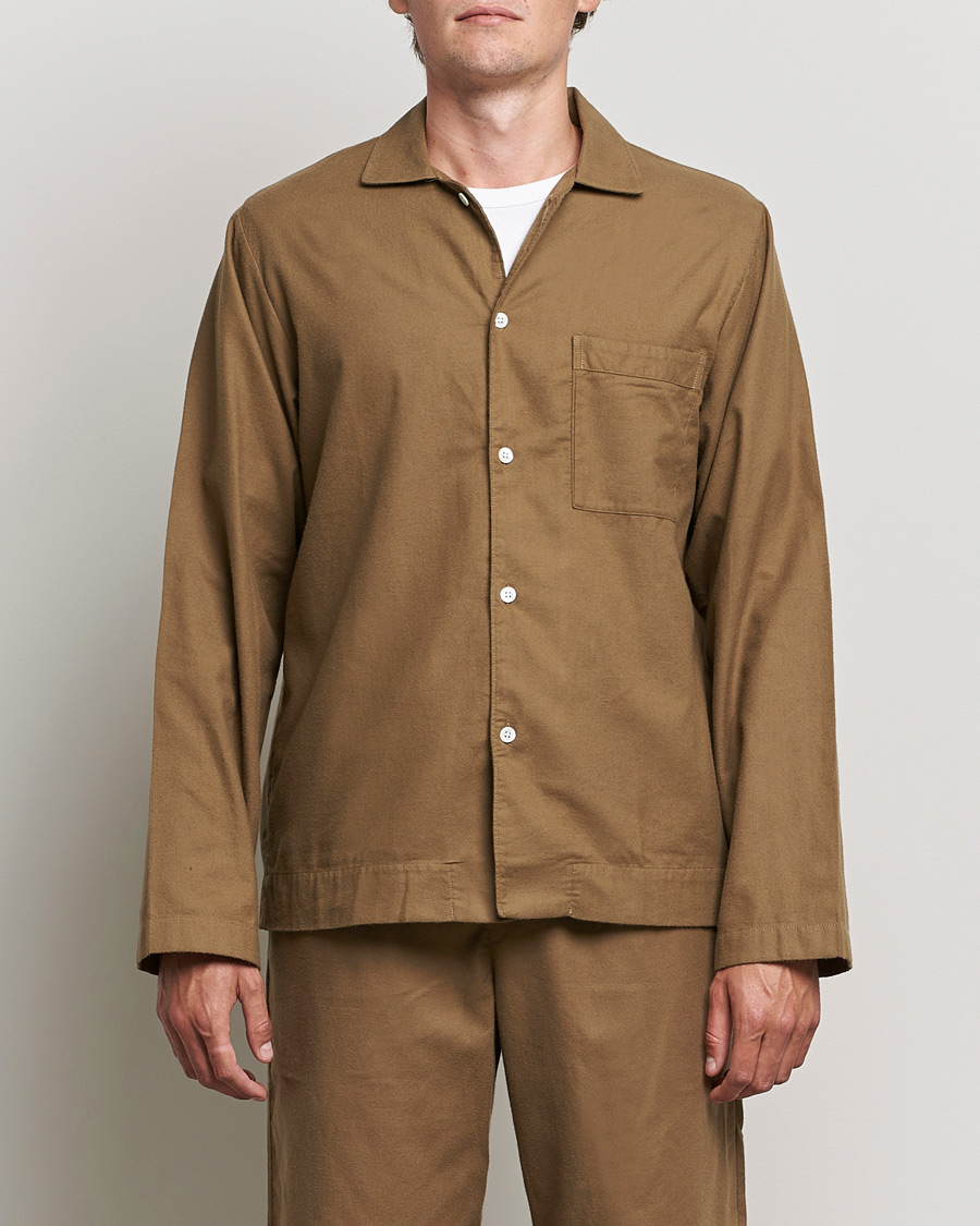 Men | Pyjama Tops | Tekla | Flannel Pyjama Shirt Moss