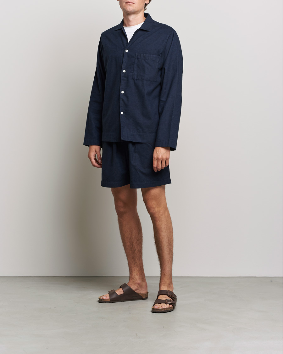 Men | Tekla | Tekla | Flannel Pyjama Shorts Midnight Blue