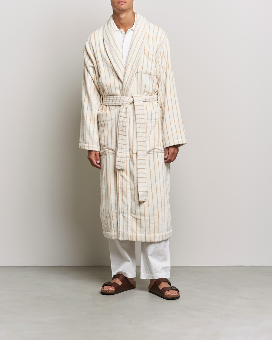 Men | Pyjamas & Robes | Tekla | Organic Terry Classic Bathrobe Sienna Stripes