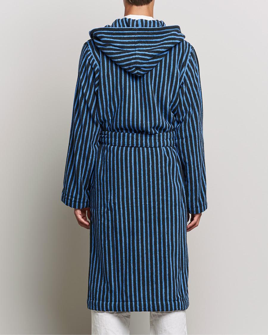 Men | Pyjamas & Robes | Tekla | Organic Terry Hooded Bathrobe Black/Blue