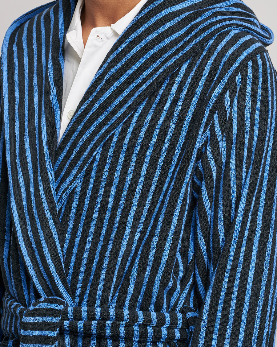 Men | Pyjamas & Robes | Tekla | Organic Terry Hooded Bathrobe Black/Blue