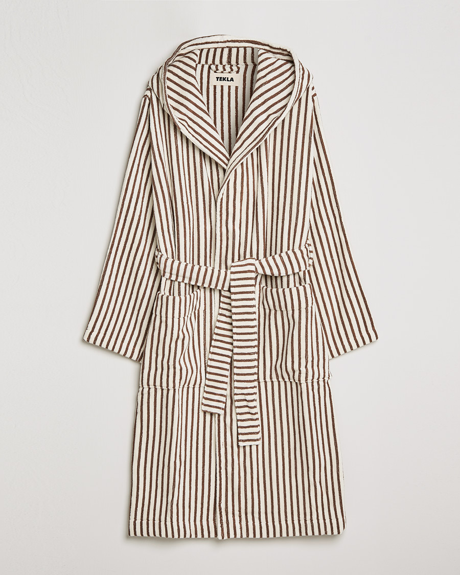 Men | Pyjamas & Robes | Tekla | Organic Terry Hooded Bathrobe Kodiak Stripes