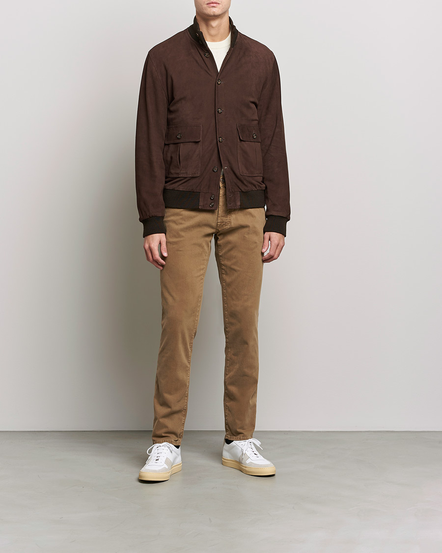 Men | Trousers | Jacob Cohën | Bard 5-Pocket Cotton Trousers Light Brown