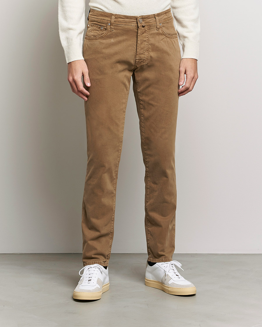Men | Trousers | Jacob Cohën | Bard 5-Pocket Cotton Trousers Light Brown