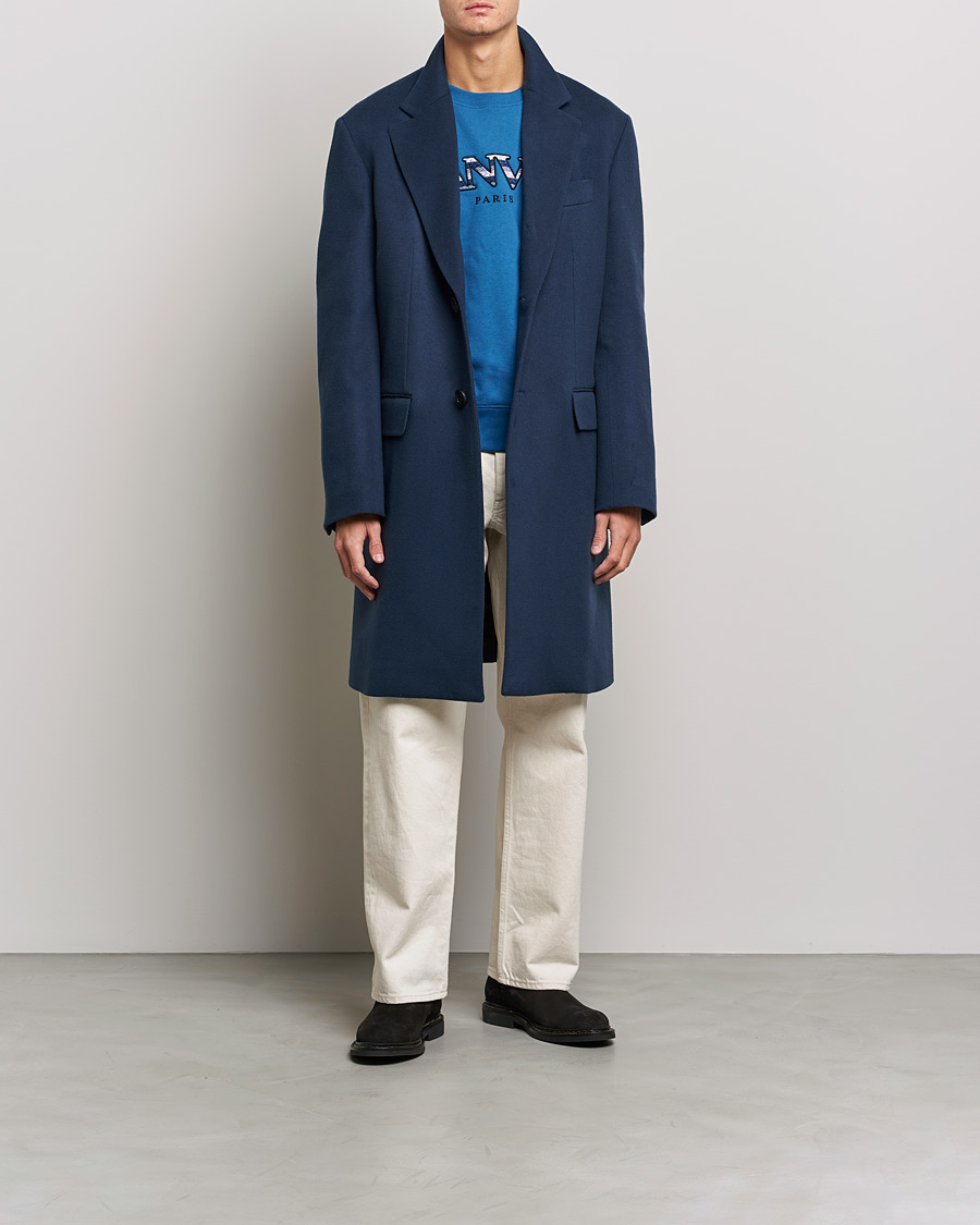 Men | Lanvin | Lanvin | Classic Wool Coat Midnight Blue