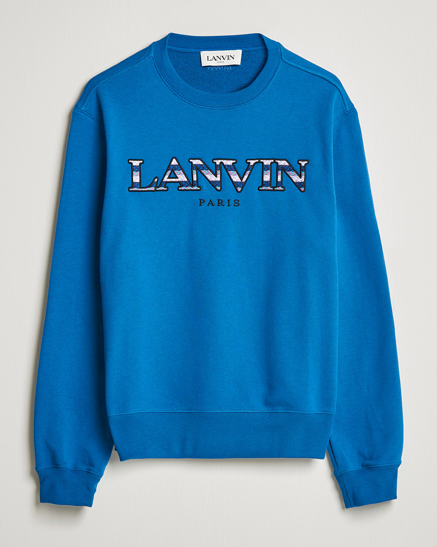 Men | Sweaters & Knitwear | Lanvin | Curb Logo Sweatshirt Blue Ocean