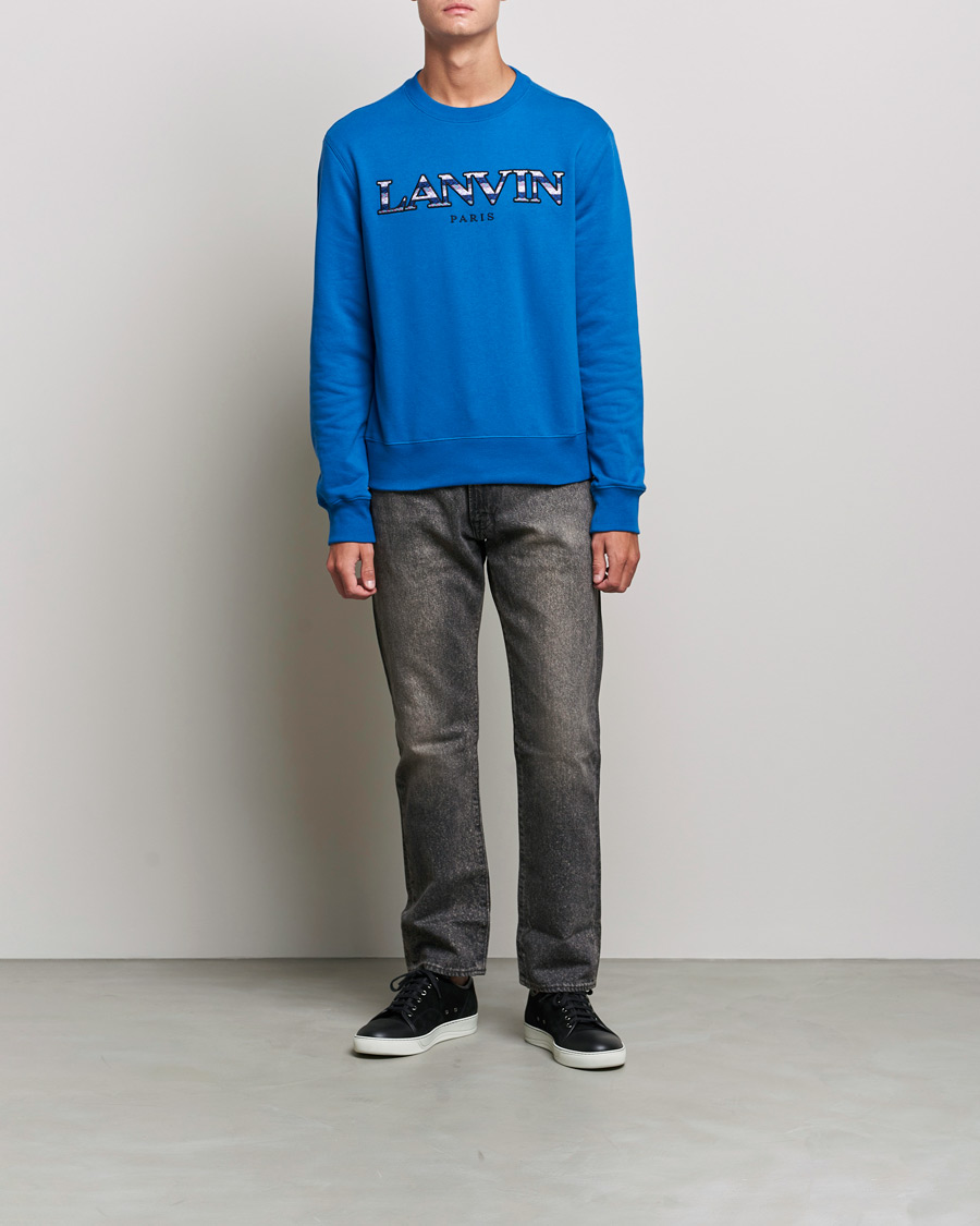 Men | Sweaters & Knitwear | Lanvin | Curb Logo Sweatshirt Blue Ocean