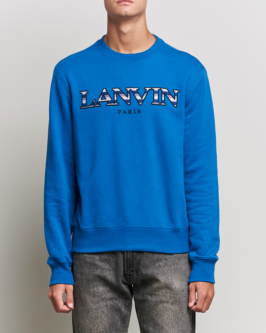 Men | Sweaters & Knitwear | Lanvin | Curb Logo Sweatshirt Blue Ocean