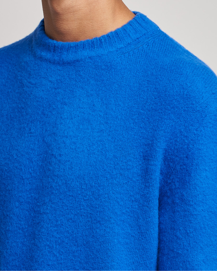 Men | Sweaters & Knitwear | Piacenza Cashmere | Brushed Wool Crew Neck Royal Blue