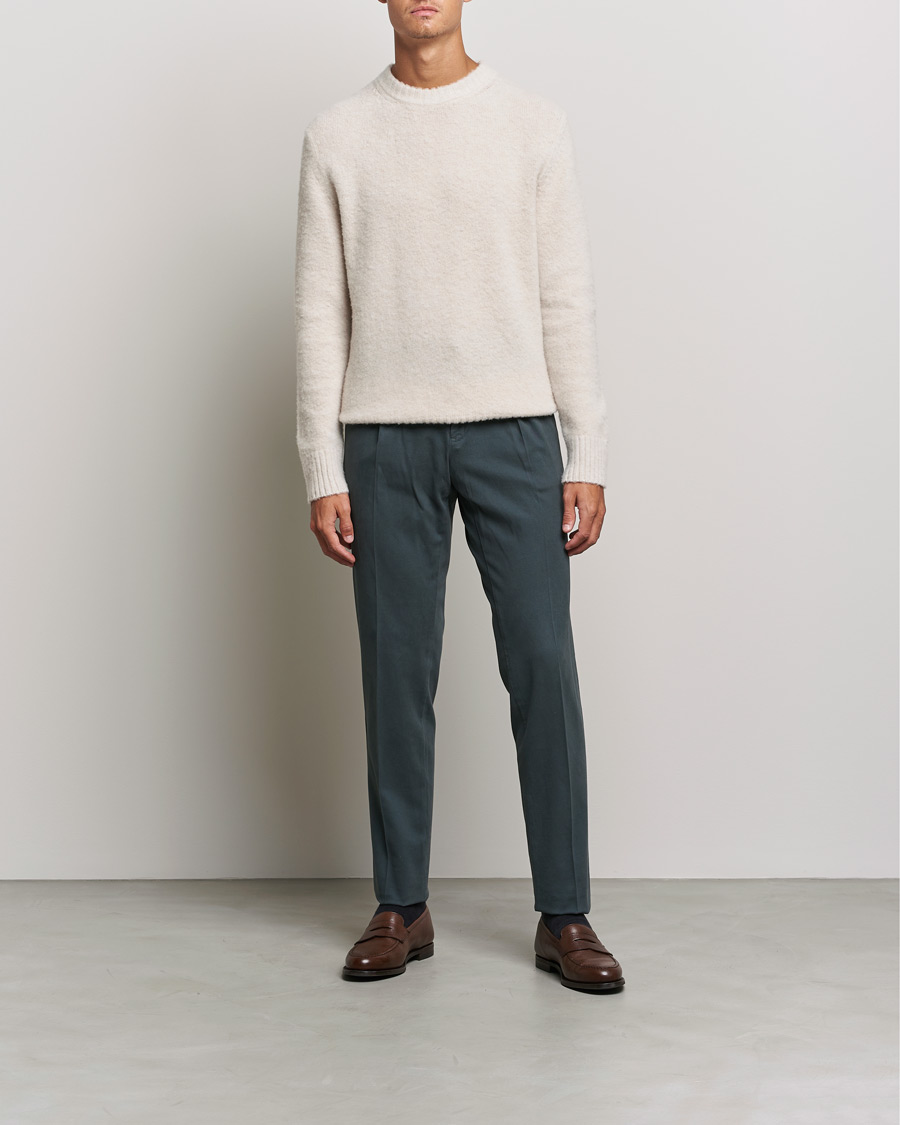 Men | Sweaters & Knitwear | Piacenza Cashmere | Brushed Wool Crew Neck Beige