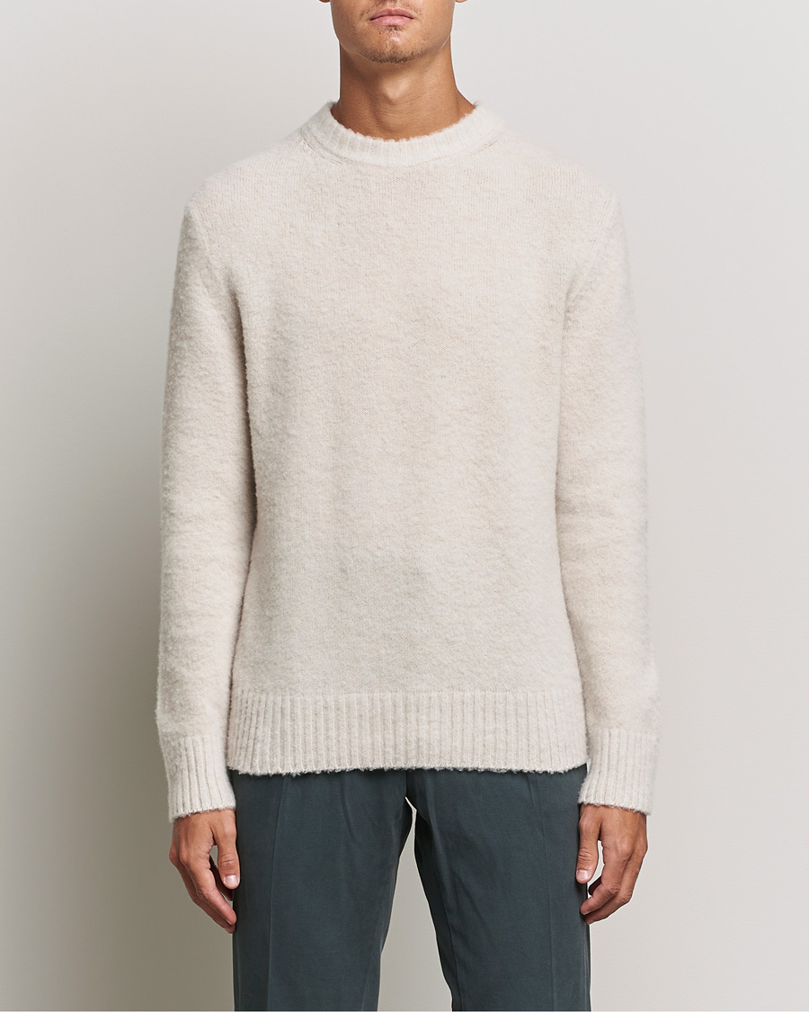 Men | Sweaters & Knitwear | Piacenza Cashmere | Brushed Wool Crew Neck Beige