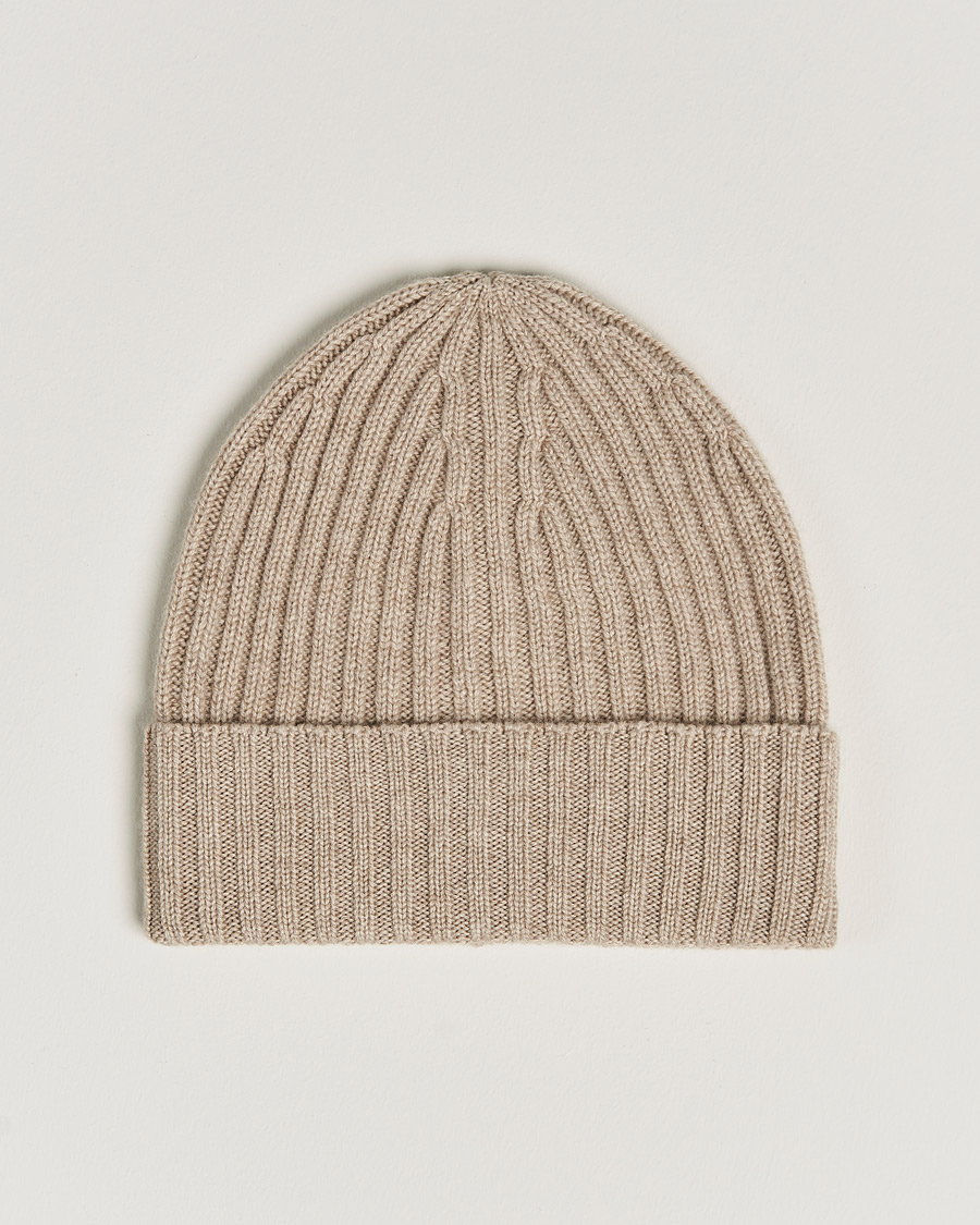 Men | Piacenza Cashmere Ribbed Cashmere Beanie Light Beige | Piacenza Cashmere | Ribbed Cashmere Beanie Light Beige