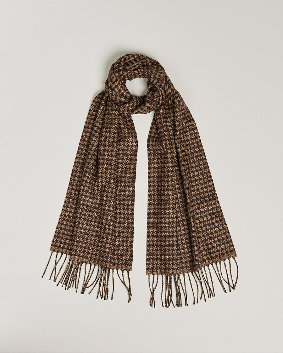 Men | Piacenza Cashmere Cashmere/Silk Houndstooth Scarf Dark Brown | Piacenza Cashmere | Cashmere/Silk Houndstooth Scarf Dark Brown