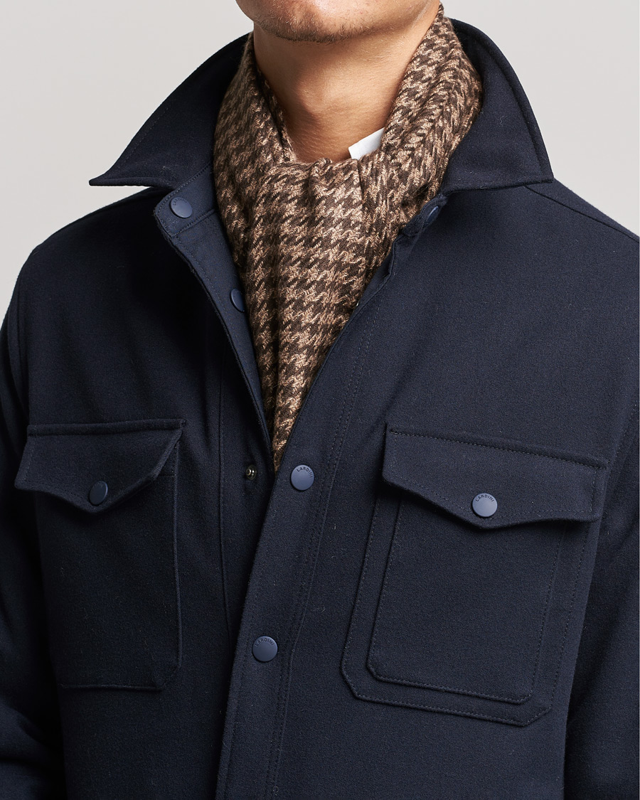 Men | Piacenza Cashmere Cashmere/Silk Houndstooth Scarf Dark Brown | Piacenza Cashmere | Cashmere/Silk Houndstooth Scarf Dark Brown