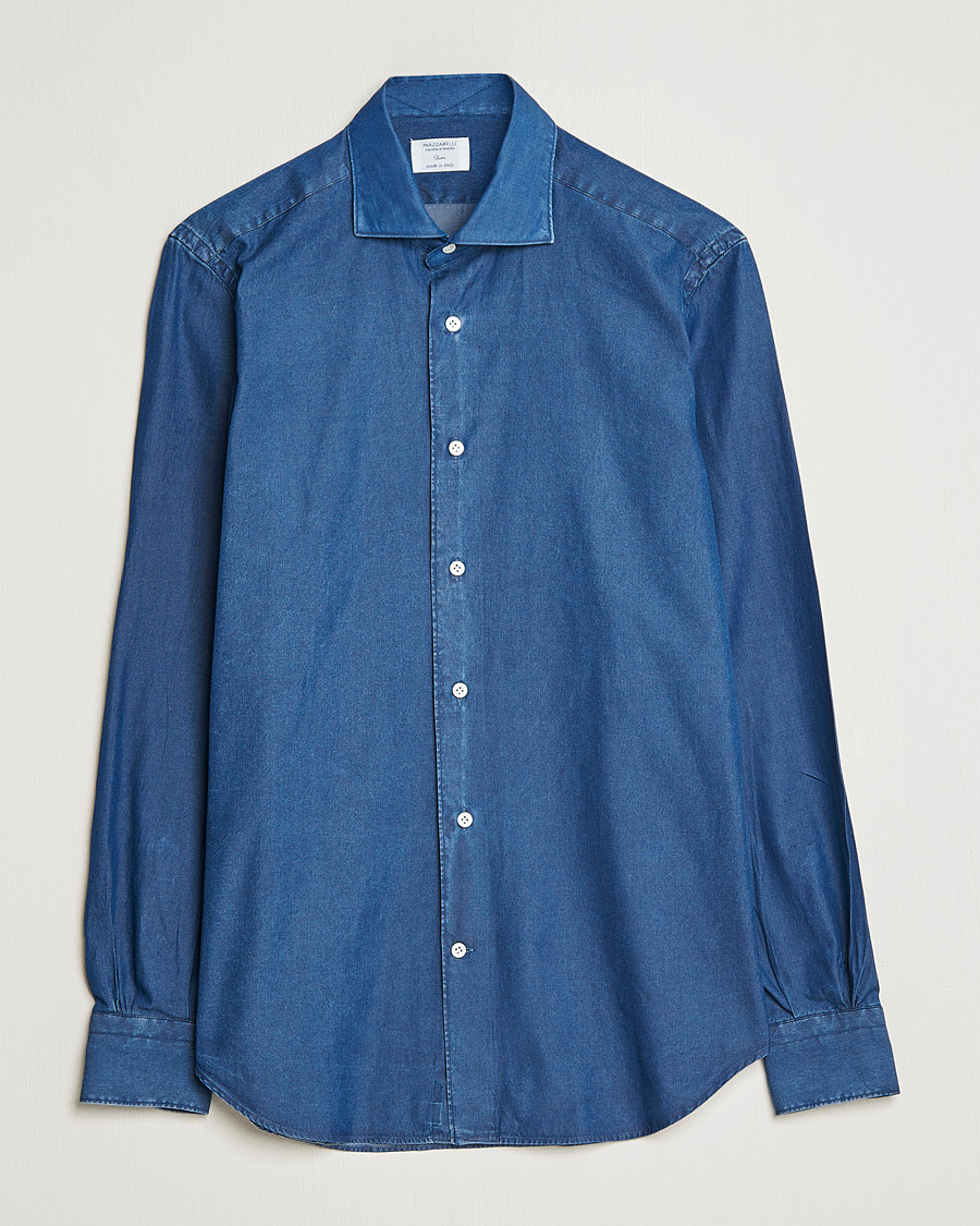 Men | Shirts | Mazzarelli | Soft Denim Shirt Dark Indigo