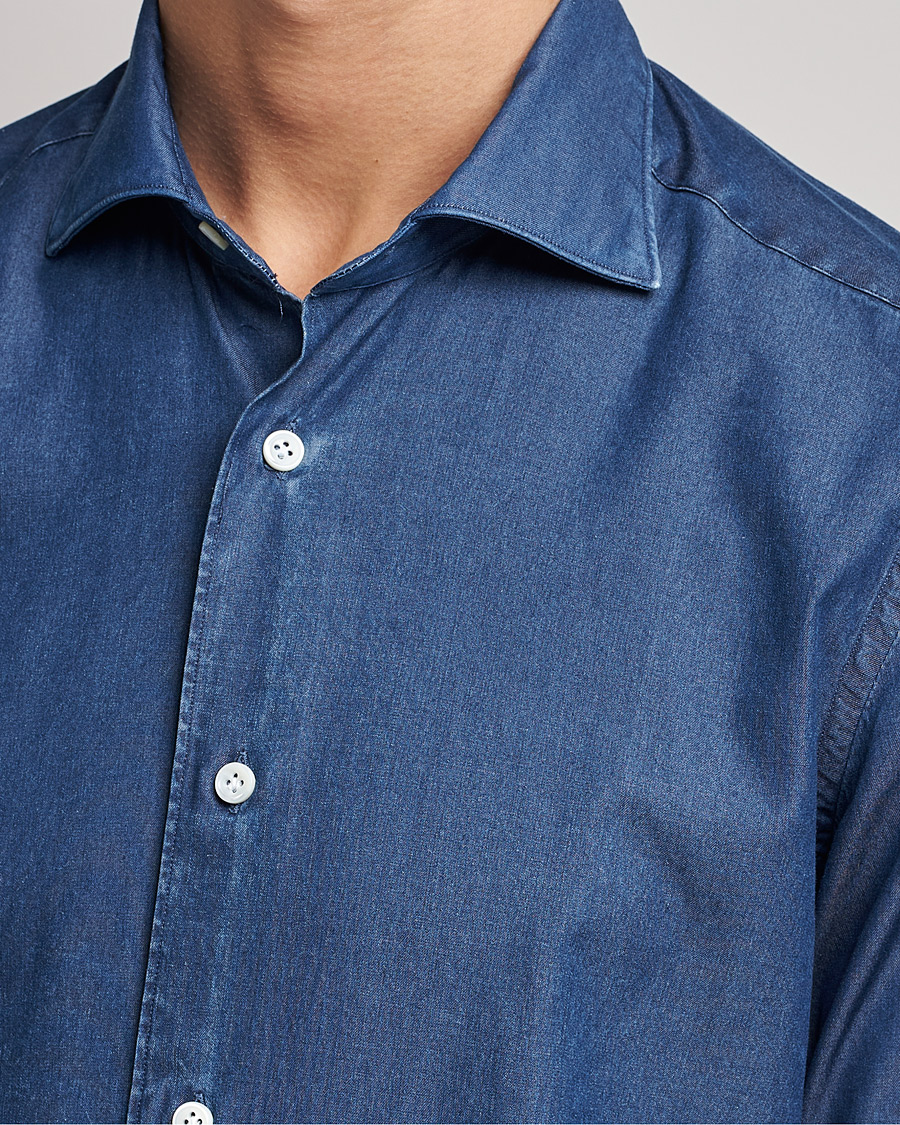 Men | Shirts | Mazzarelli | Soft Denim Shirt Dark Indigo