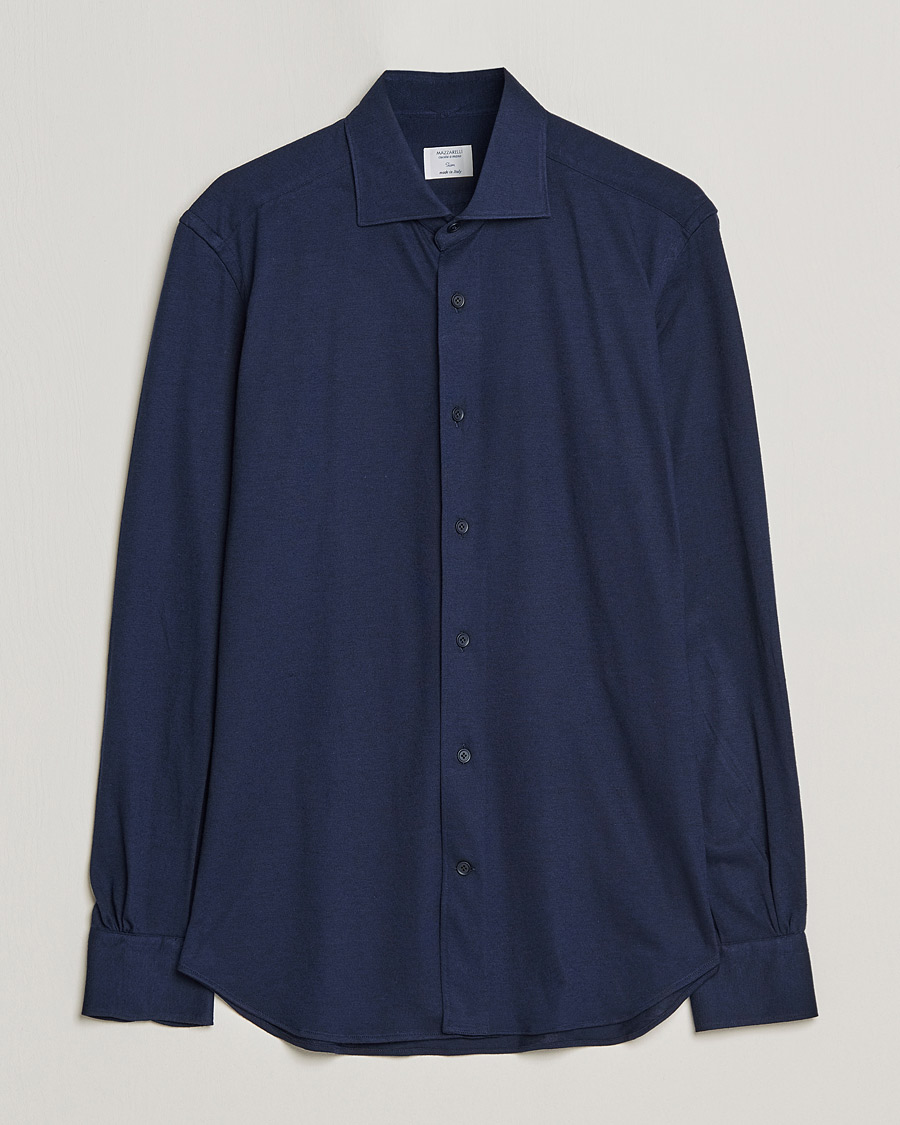 Men |  | Mazzarelli | Soft Cashmere Jersey Shirt Navy