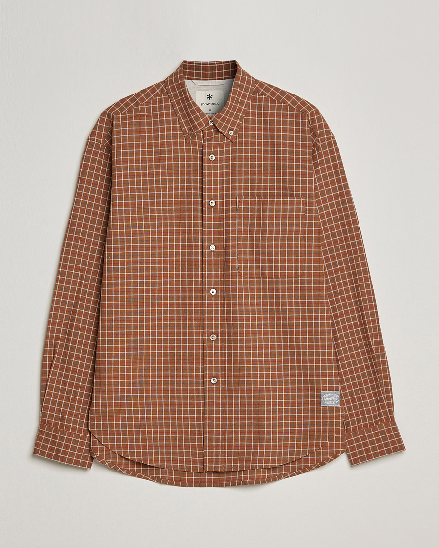 Men | Shirts | Snow Peak | Warm Cotton Button Down Shirt Brown Check