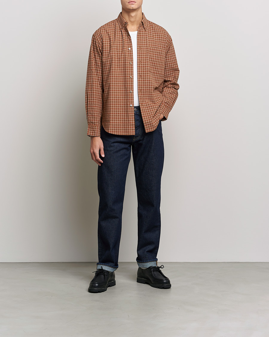 Men | Shirts | Snow Peak | Warm Cotton Button Down Shirt Brown Check