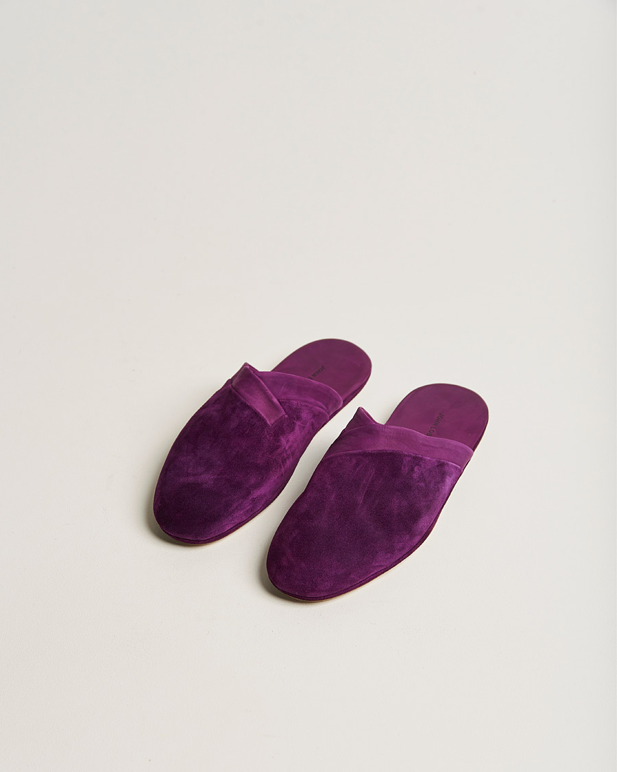 Men | Sandals & Slides | John Lobb | Knighton Slipper Purple Cashmere Suede