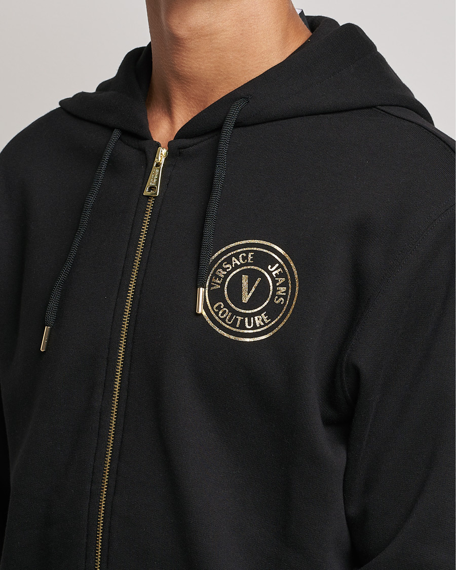 Men | Sweaters & Knitwear | Versace Jeans Couture | V Emblem Hoodie Black/Gold