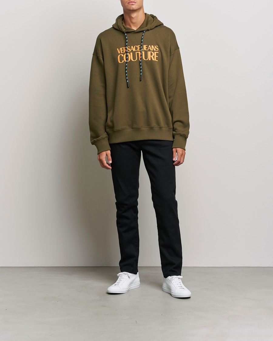 Men | Sweaters & Knitwear | Versace Jeans Couture | Logo Fluo Hoodie Army