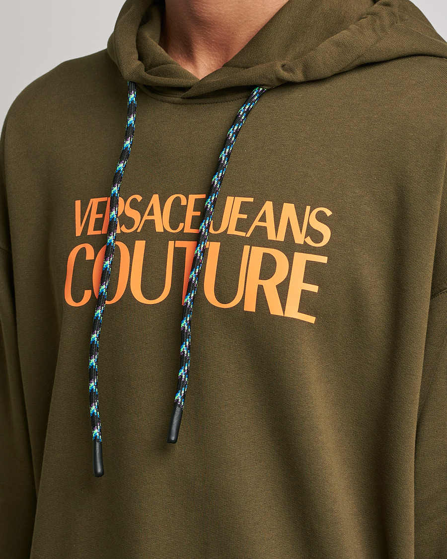 Men | Sweaters & Knitwear | Versace Jeans Couture | Logo Fluo Hoodie Army
