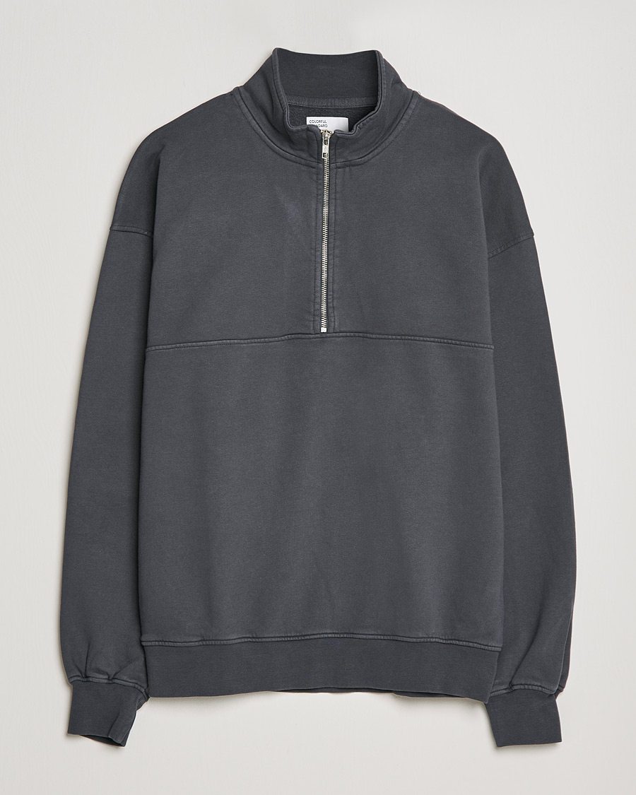 Men | Sweaters & Knitwear | Colorful Standard | Classic Organic Half-Zip Lava Grey