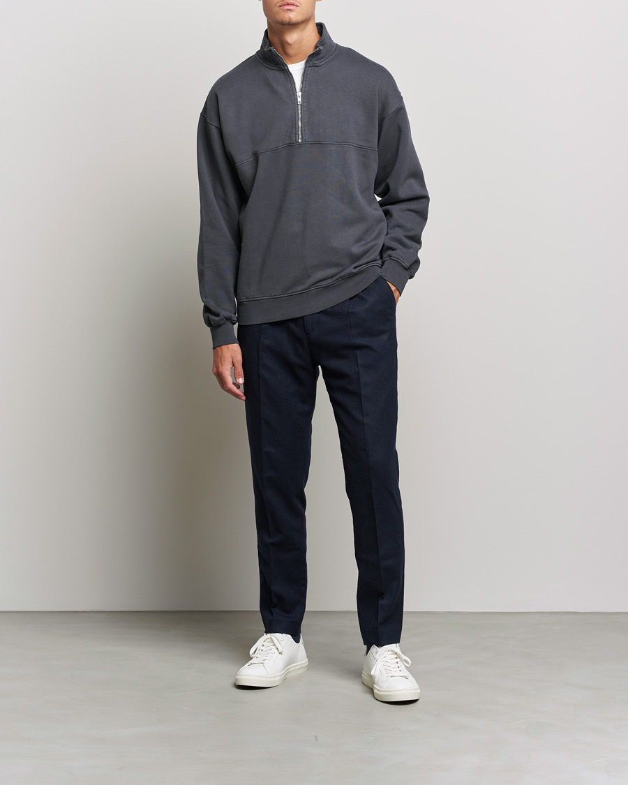 Men | Sweaters & Knitwear | Colorful Standard | Classic Organic Half-Zip Lava Grey
