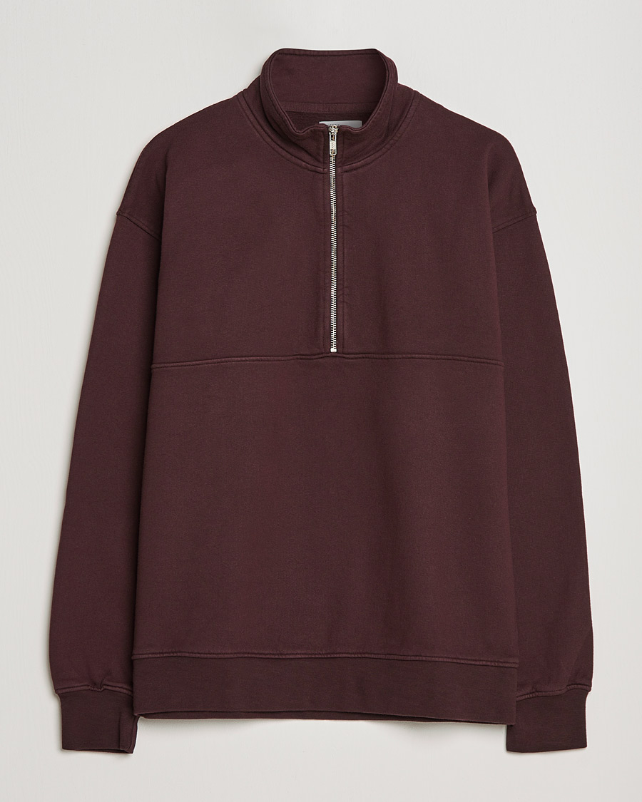 Men | Sweaters & Knitwear | Colorful Standard | Classic Organic Half-Zip Oxblood Red