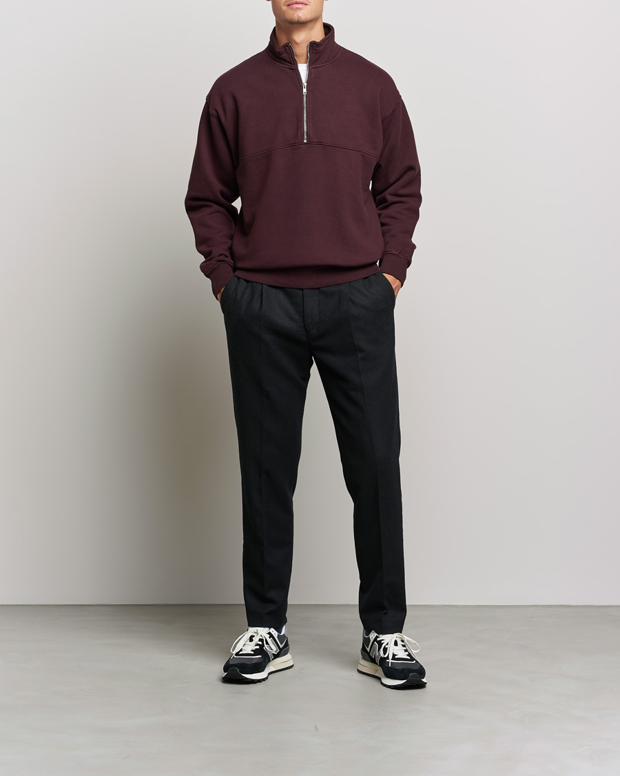 Men | Sweaters & Knitwear | Colorful Standard | Classic Organic Half-Zip Oxblood Red