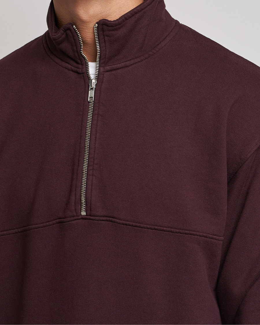 Men | Sweaters & Knitwear | Colorful Standard | Classic Organic Half-Zip Oxblood Red