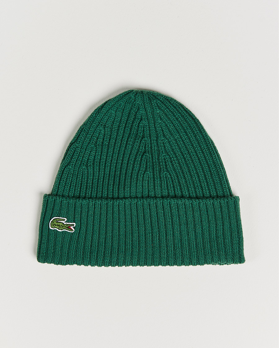 Men | Lacoste Wool Knitted Beanie Green | Lacoste | Wool Knitted Beanie Green
