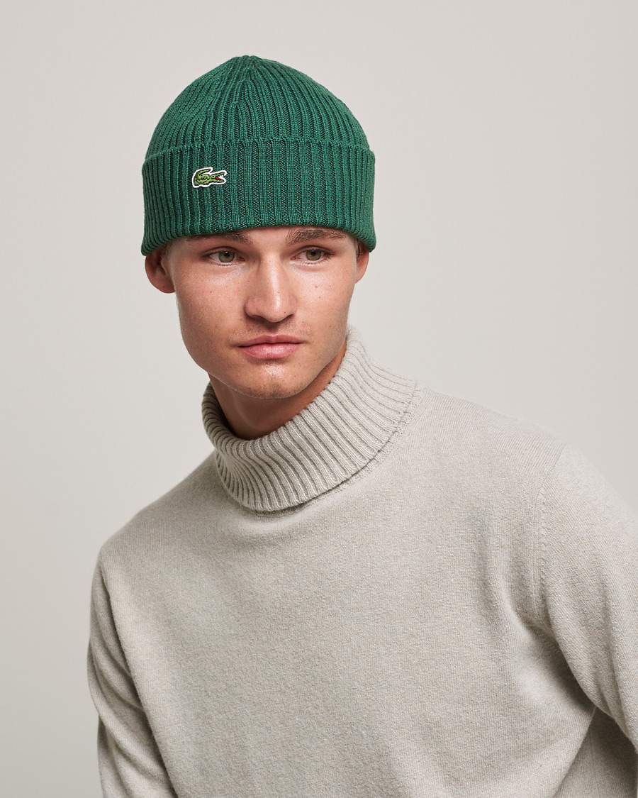 Men | Lacoste Wool Knitted Beanie Green | Lacoste | Wool Knitted Beanie Green