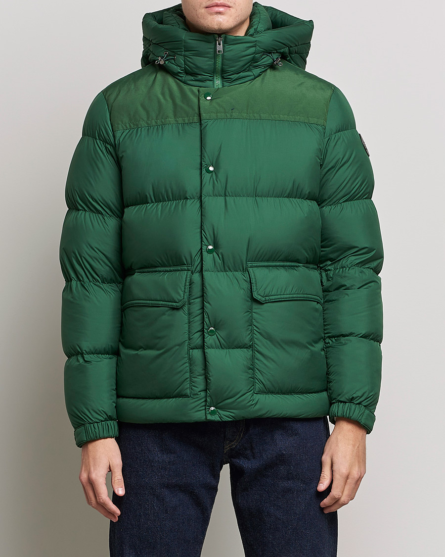 Men | Down Jackets | Woolrich | Microfiber Sierra Padded Jacket Waxed Green