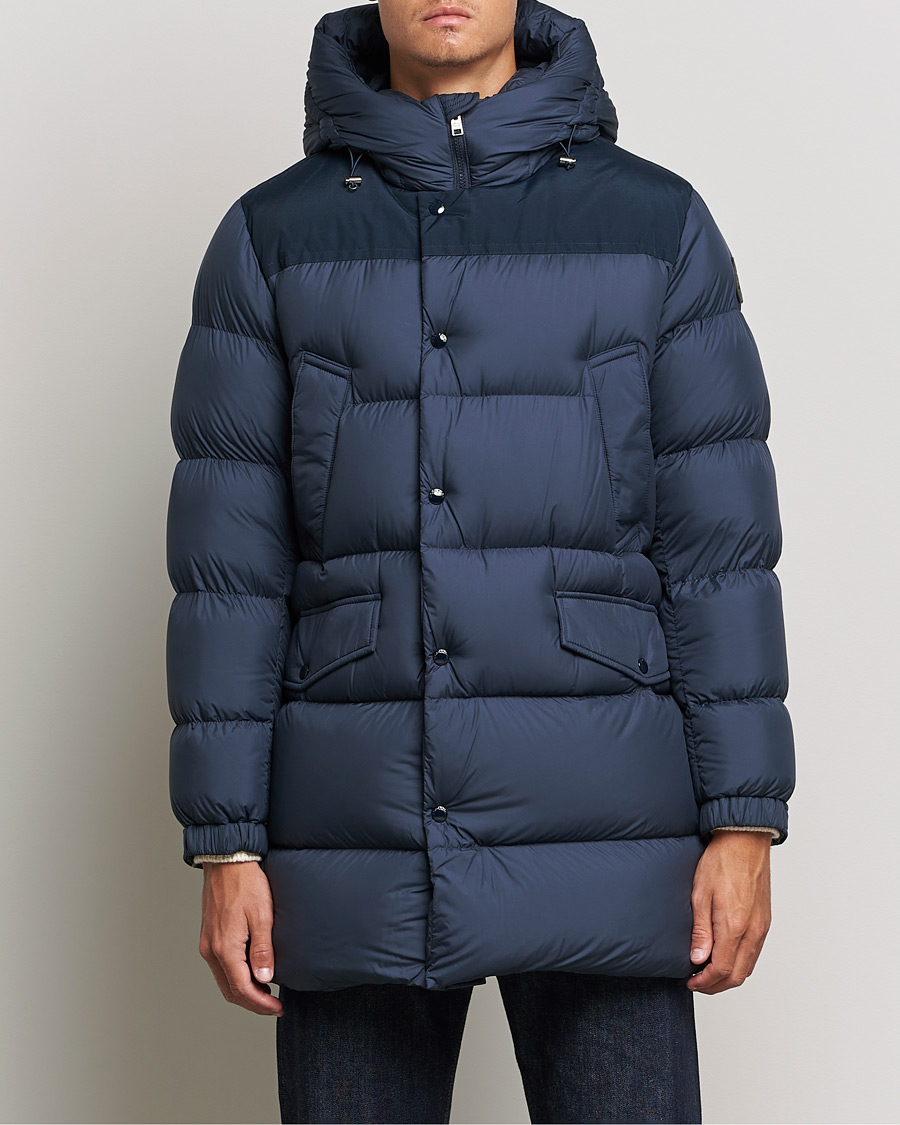 Men | Coats & Jackets | Woolrich | Microfiber Sierra Padded Parka Melton Blue