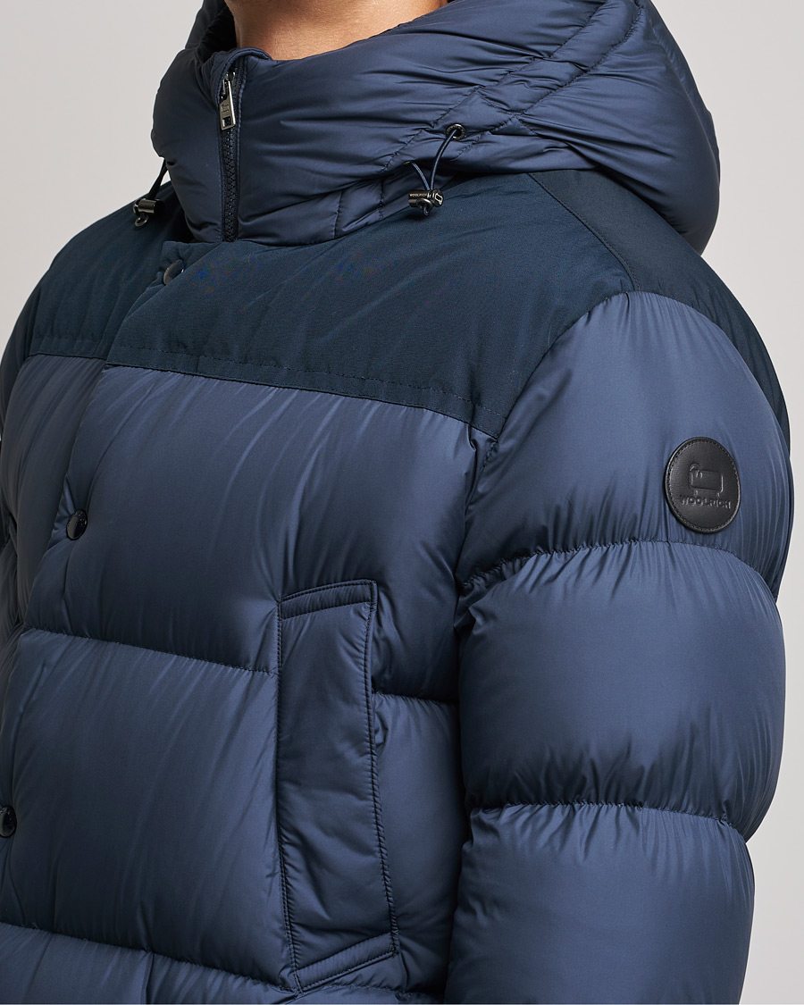 Men | Coats & Jackets | Woolrich | Microfiber Sierra Padded Parka Melton Blue