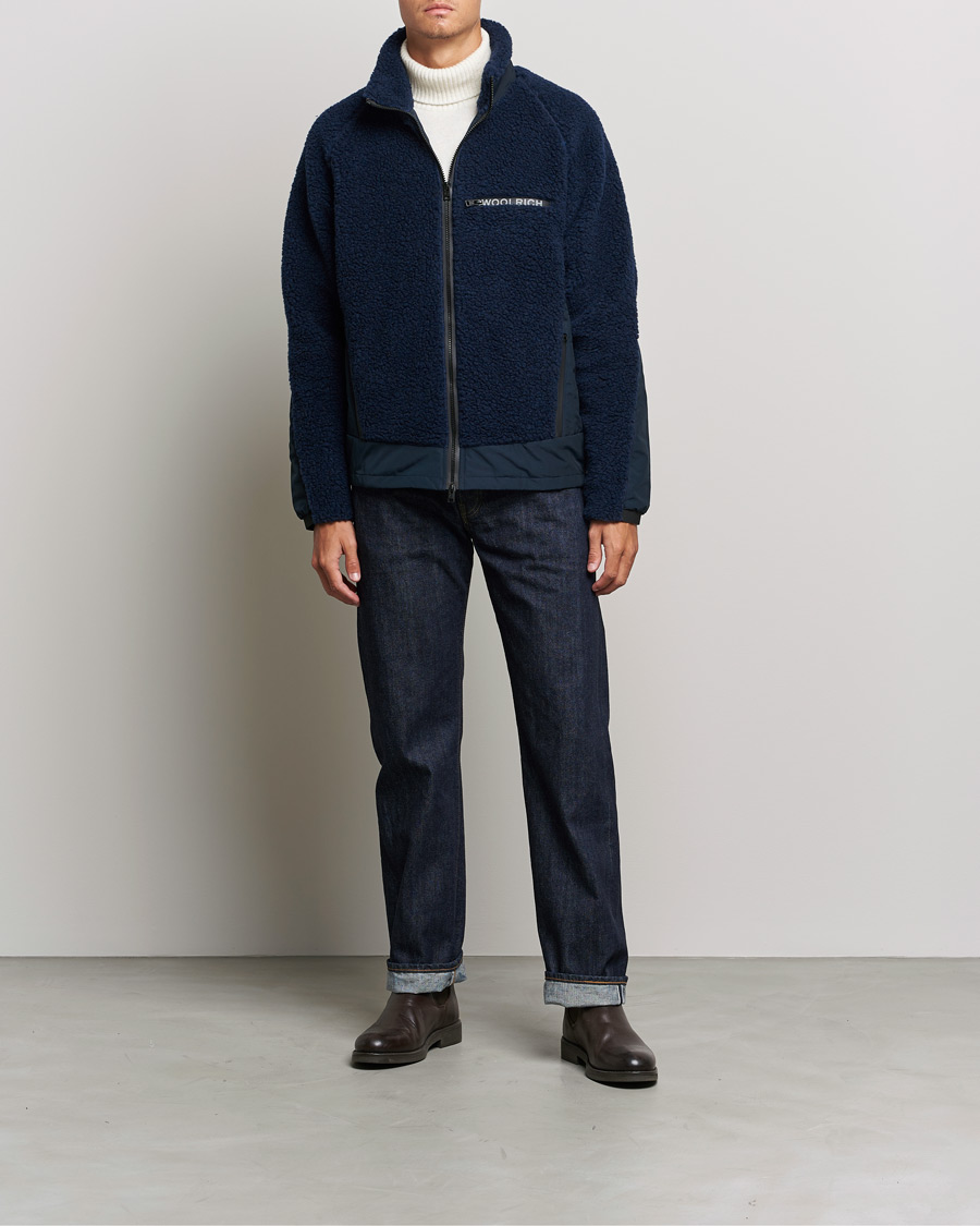 Men | Coats & Jackets | Woolrich | Sherpa Hybrid Jacket Melton Blue