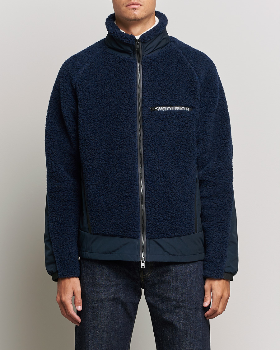 Men | Coats & Jackets | Woolrich | Sherpa Hybrid Jacket Melton Blue