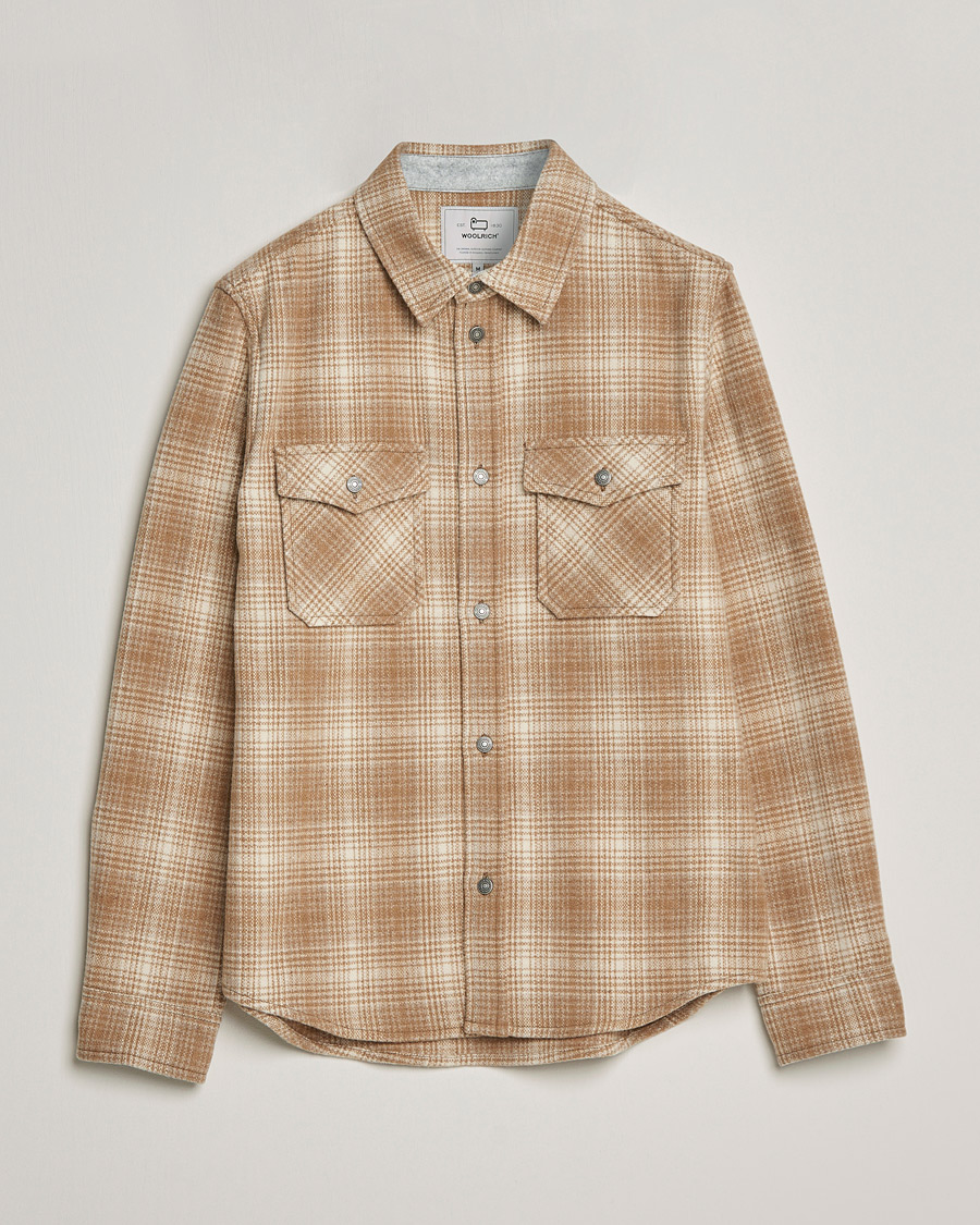 Men | Shirts | Woolrich | Alaskan Melton Wool Overshirt Camel Hunting