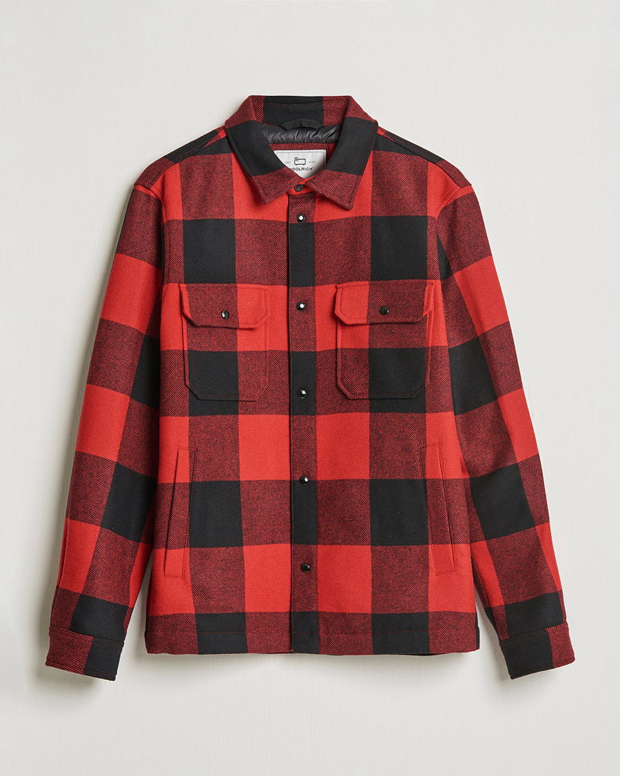 Men | Shirts | Woolrich | Alaskan Wool Padded Overshirt Red Buffalo