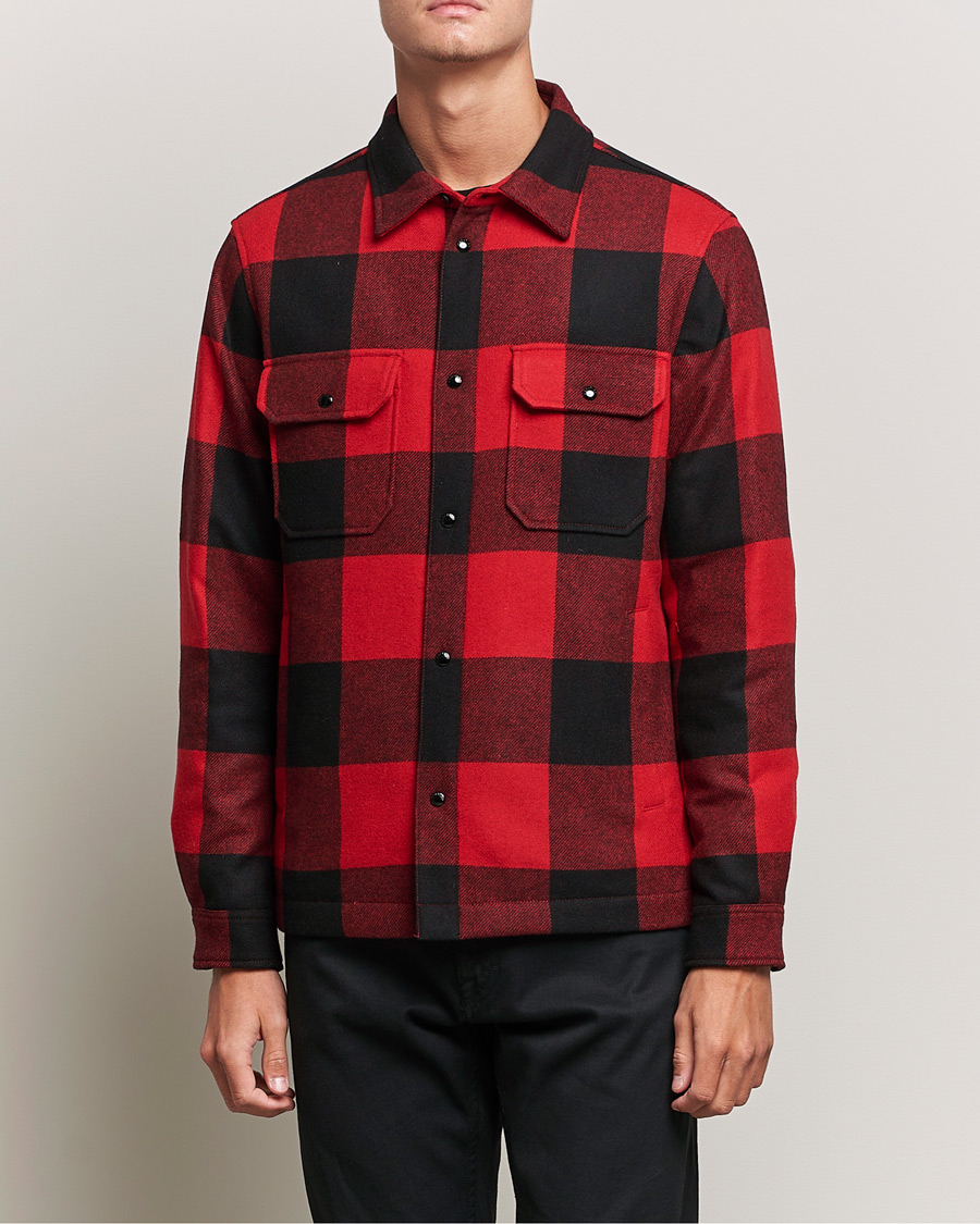 Men | Shirt Jackets | Woolrich | Alaskan Wool Padded Overshirt Red Buffalo